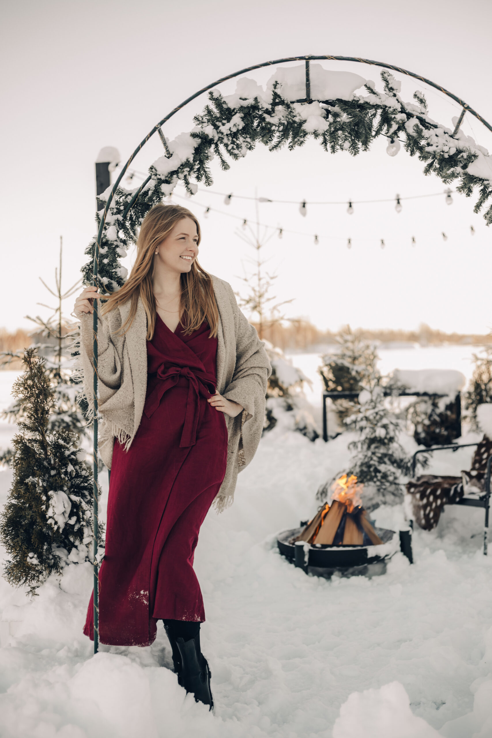 Linane kleit Lotta bordoopunane - Image 2