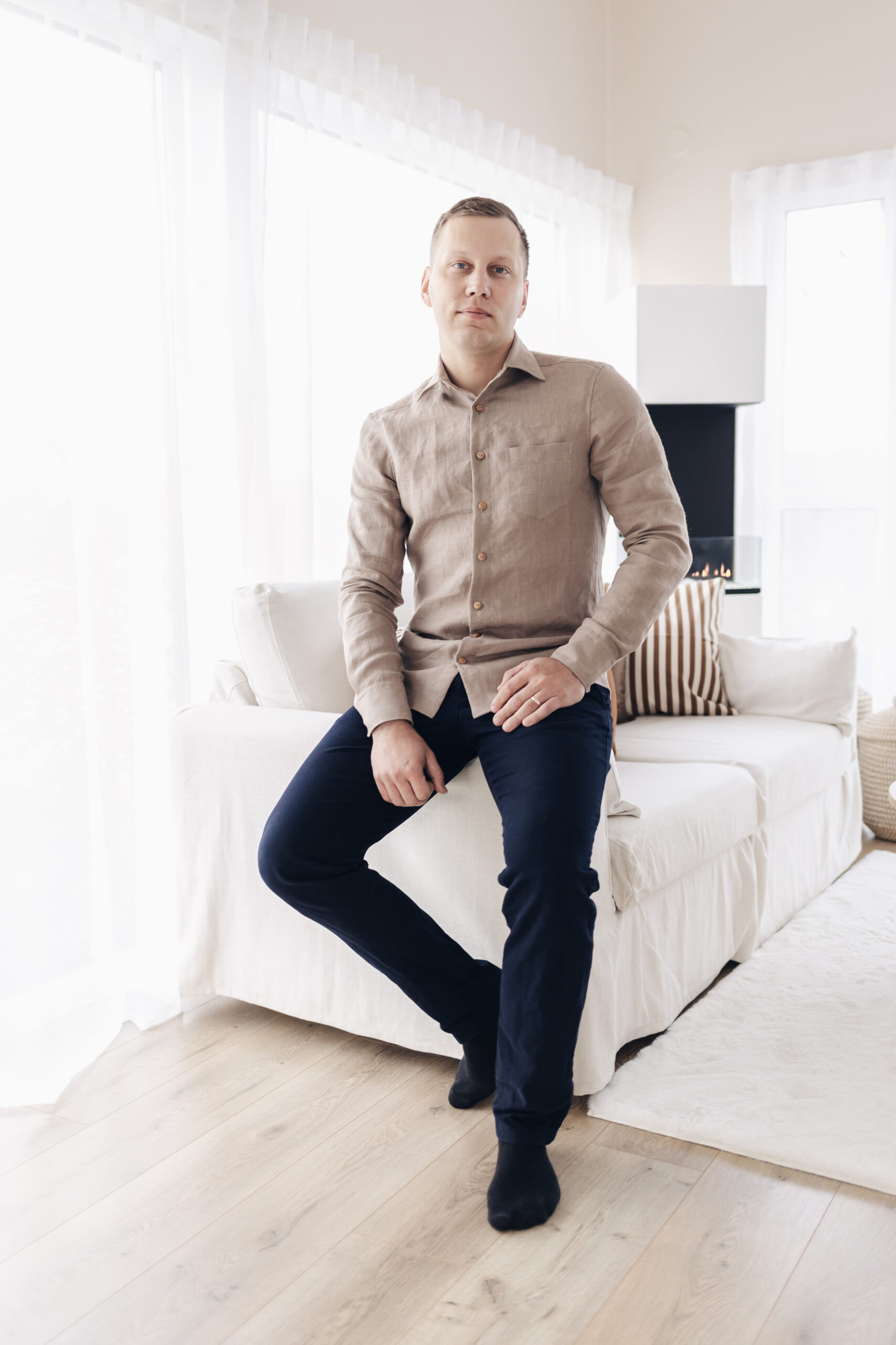 Beež meeste linane triiksärk